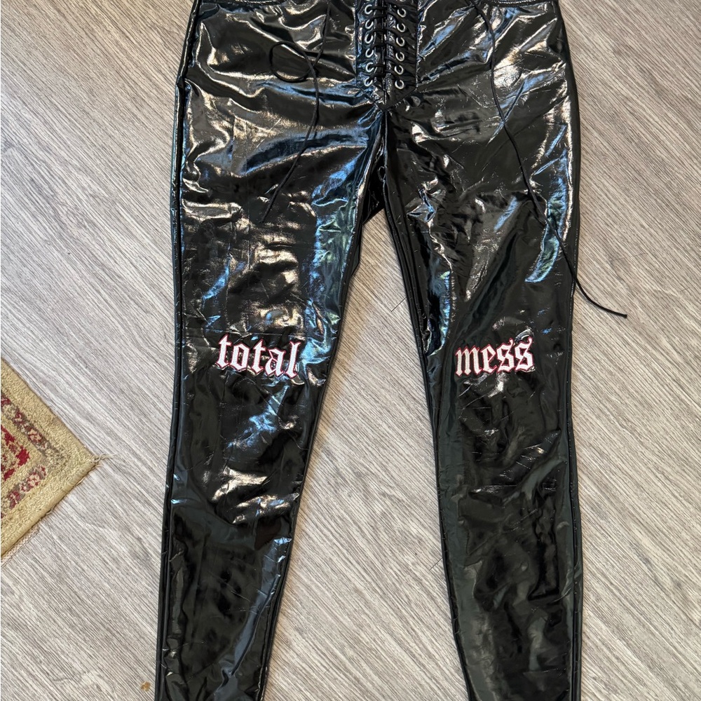 Current Mood “Total Mess” Lace-Up Patent Pants | Size M